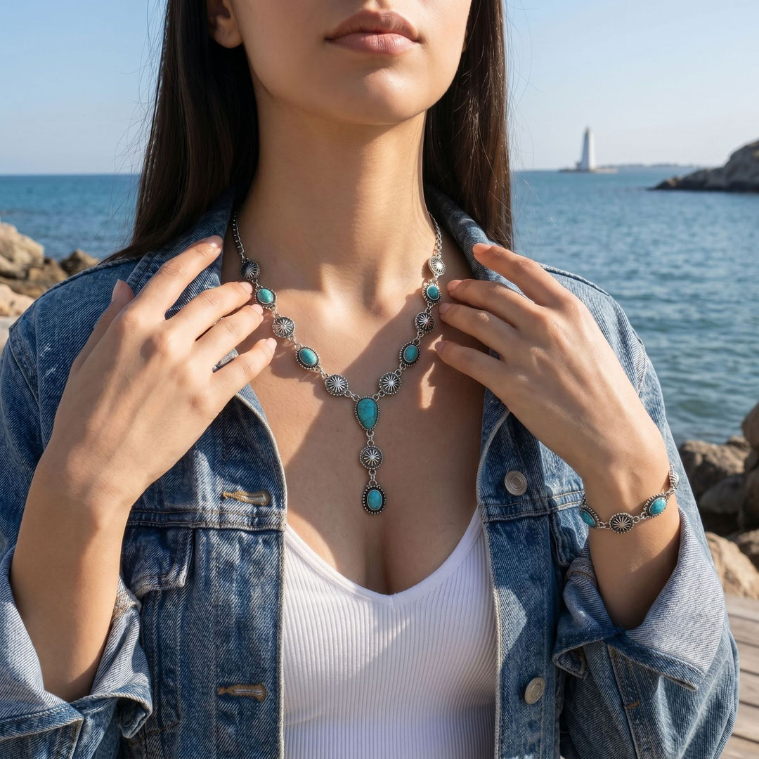Vintage Turquoise Necklace & Bracelet Set