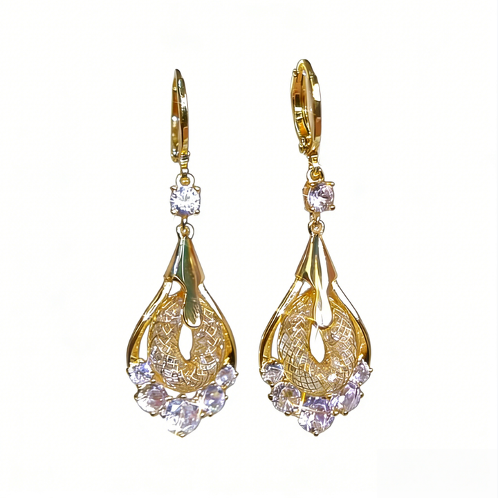 Teardrop Filigree Gemstone Drop Earrings (Luxury Vintage Elegant Earrings)
