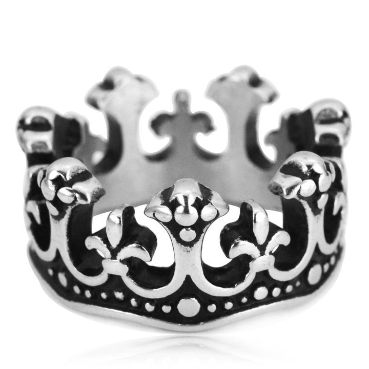 Vintage Crown Statement Ring (Unisex Gothic Engraved Band)