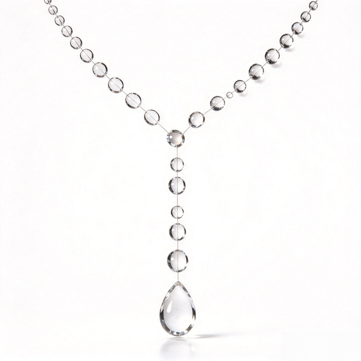 Invisible Fish Line Teardrop Diamond Y-Shaped Collarbone Necklace