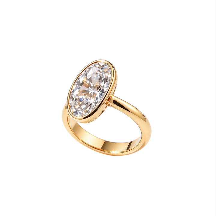 Oval Bezel Set Diamond Ring