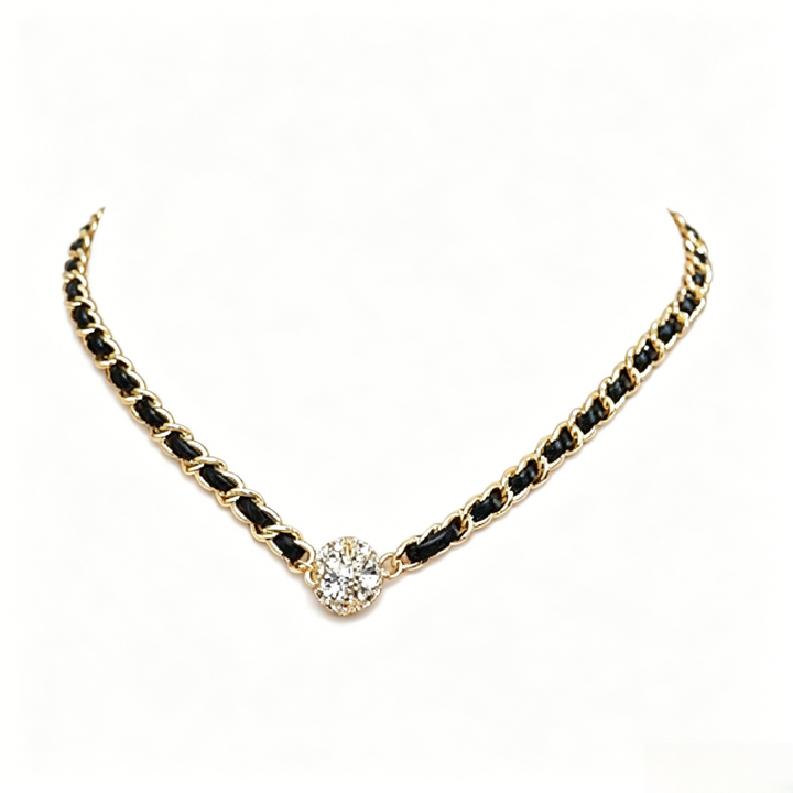 Woven Leather Diamond Choker (Vintage Luxury Necklace)
