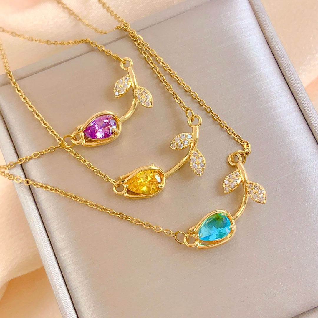 Tulip Gemstone Choker Set (Light Luxury Niche Fresh Necklace)