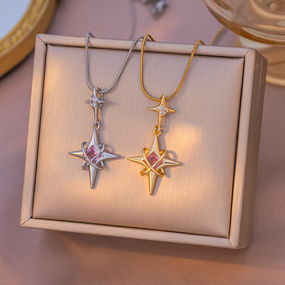 Double Star Pink Diamond Necklace