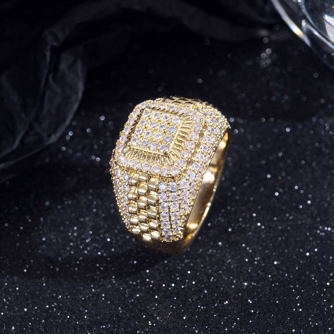 Pavé Watch Band Hip Hop Ring (Luxury Street Edgy Band)