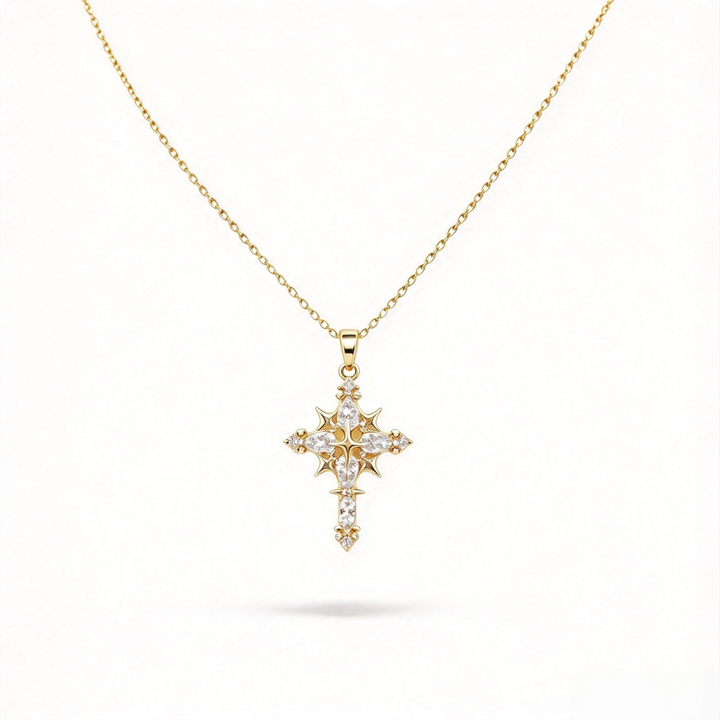 Star Cross Diamond Pendant Necklace