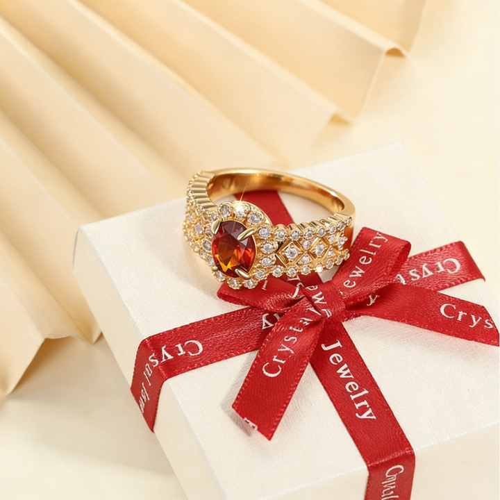 Oval Ruby Pavé Vintage Ring (Luxury Royal Glam Band)