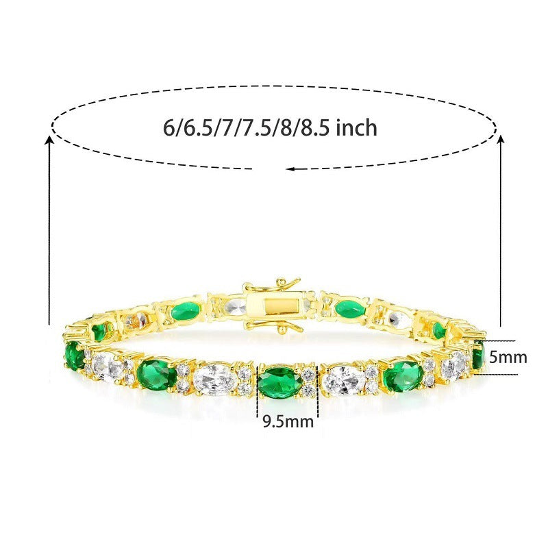 Green & White Gemstone Tennis Bracelet (Luxury Vintage Glam Wristband)