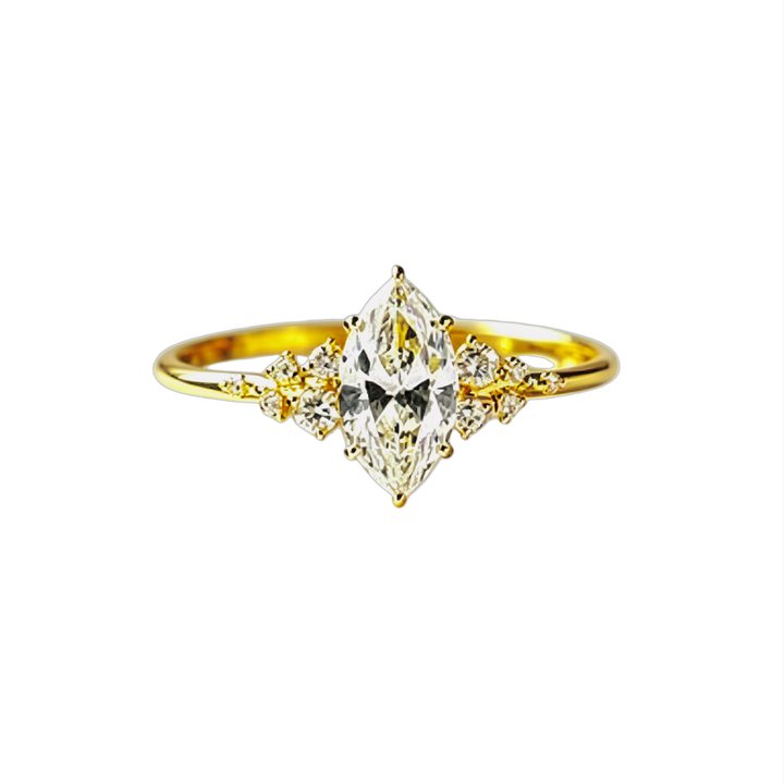 S925 Silver Marquise‑Cut Diamond Thin Ring, Minimalist Accent‑Stone Engagement Ring for Women