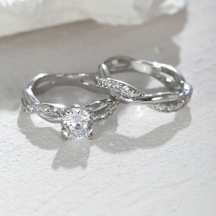 Intertwined Stackable Diamond Ring Set (Luxury Romantic Wedding Ring Style)