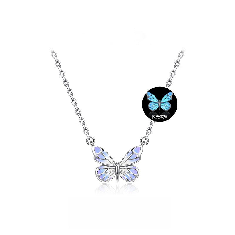 Glow-in-the-Dark Butterfly Necklace & Bracelet Set (Whimsical Fairy Jewelry)