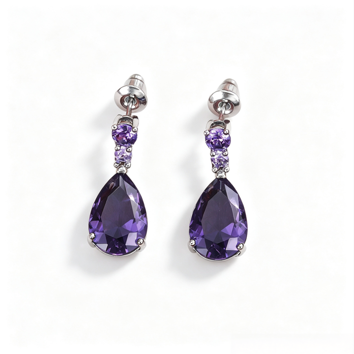 Pear Shaped Teardrop Diamond S925 Silver Drop Earrings, Elegant Long Diamond Dangle Studs Available in Two Colors