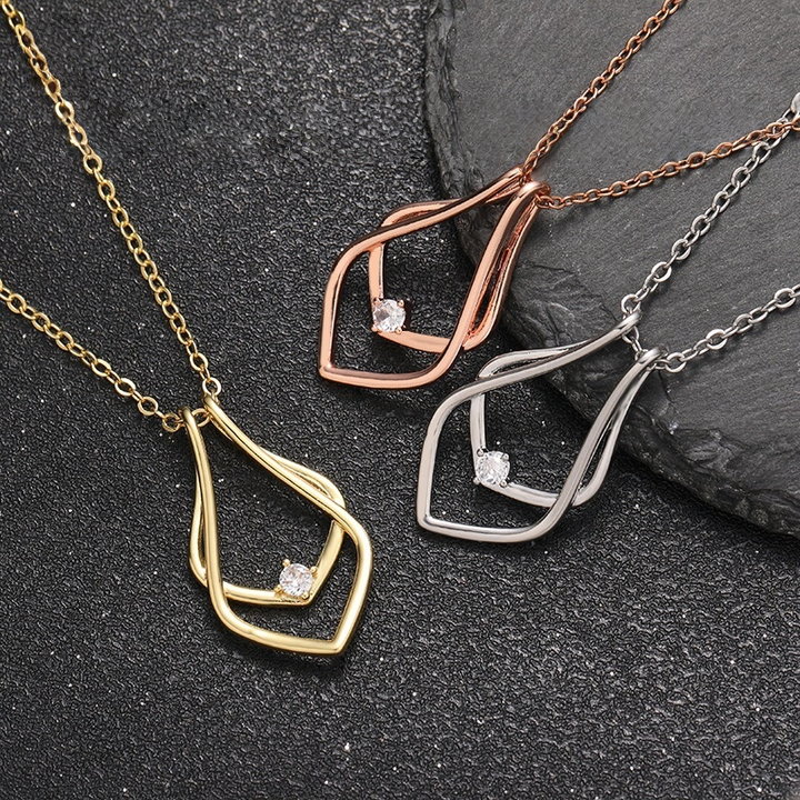 Double Layer Teardrop Diamond Pendant Necklace (3 Colors Minimalist Luxury Choker)