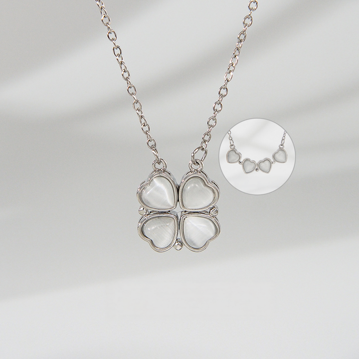 Openable Heart Four-Leaf Clover Diamond Necklace, Multiple Colors, Lucky Choker