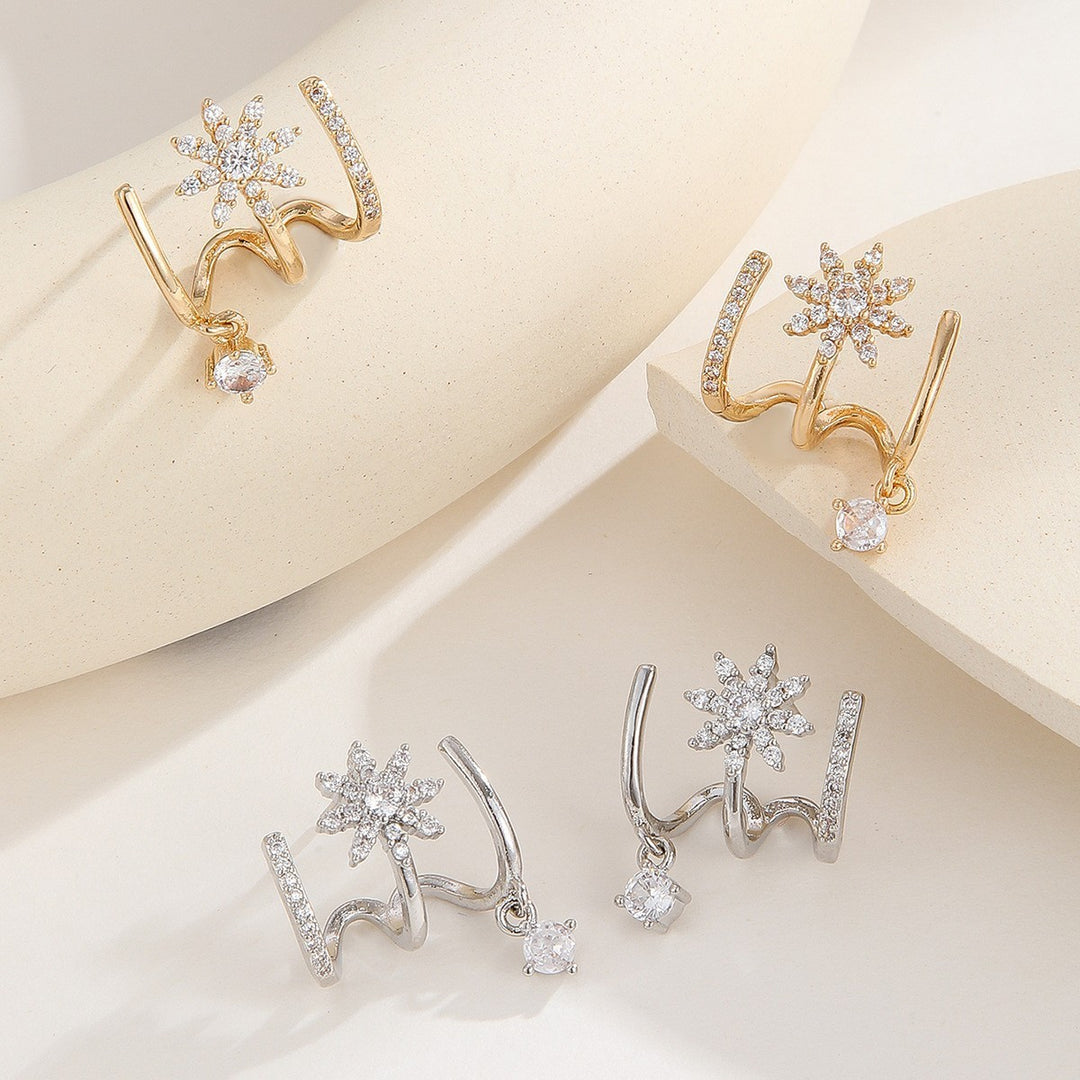 Star‑Burst Multi‑Hoop Drop S925 Silver Earrings