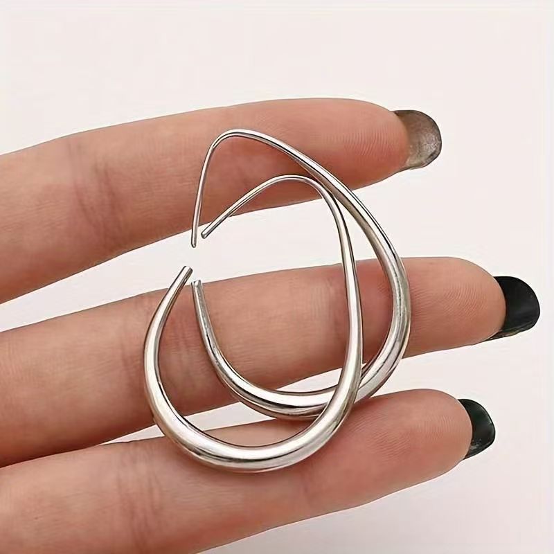 Teardrop Arc Hollow Threader Earrings (Minimalist Long Earrings)
