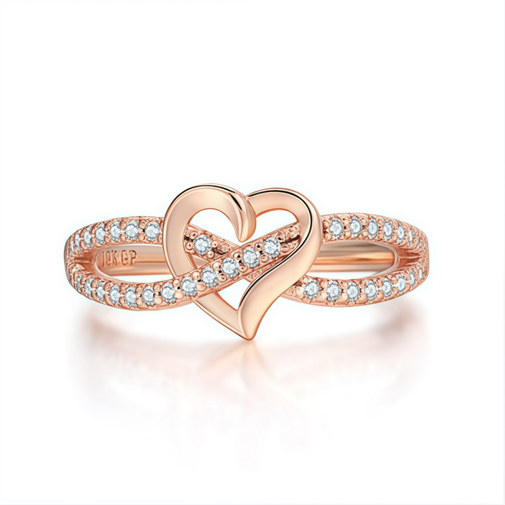 Intertwined Double Heart Pave Ring (Light Luxury Niche Romantic Band)