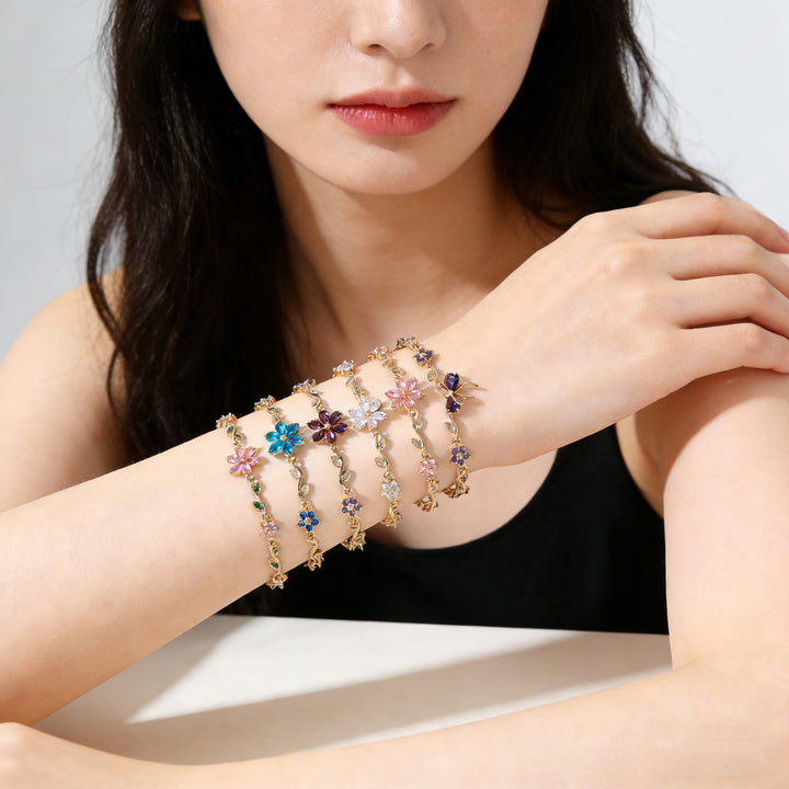 Pink Flower Cluster Vine Bracelet (Sweet Girl Vibe Choker)