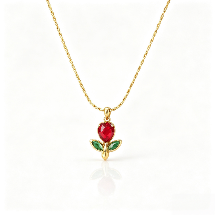 Mini Tulip Flower Pendant Necklace, Multiple‑Color Options