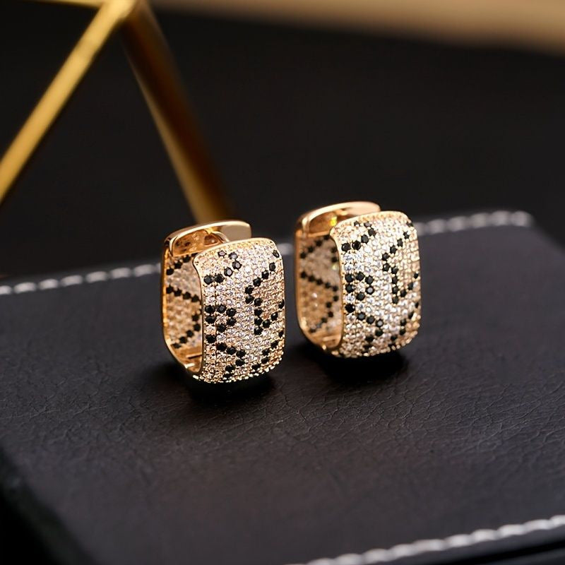 Pavé Square Huggie Earring Set (Light Luxury Niche Edgy Earrings)