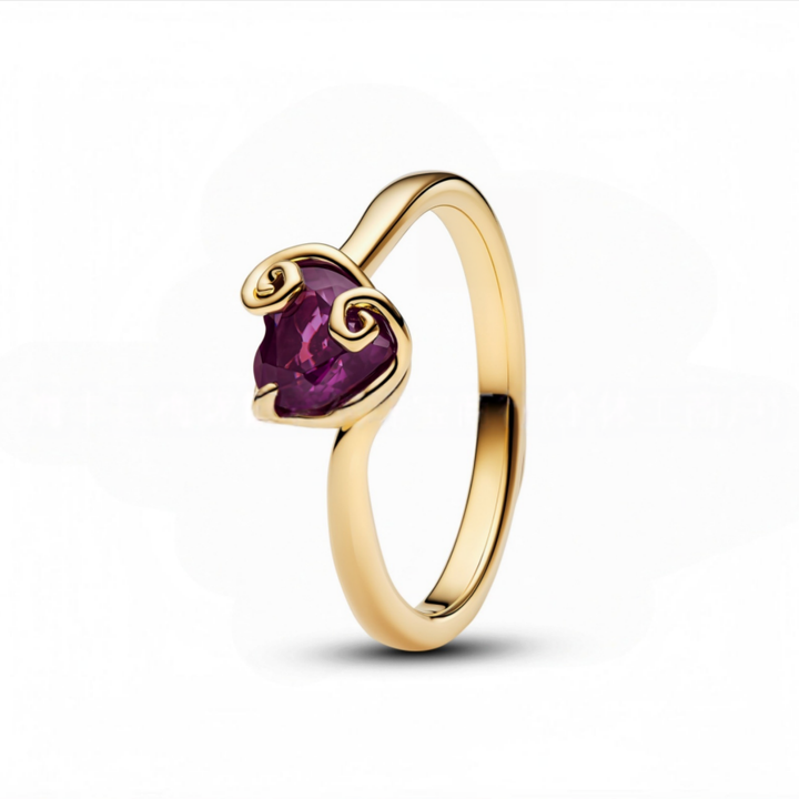 Auspicious‑Cloud Heart‑Shaped Zircon Ring, Two‑Tone Options