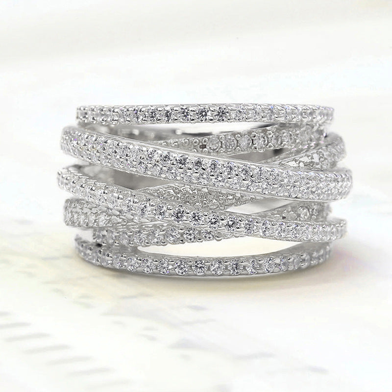 Multi-Layer Twisted Pavé Crossover Ring (3-Color Luxury Stackable Band)