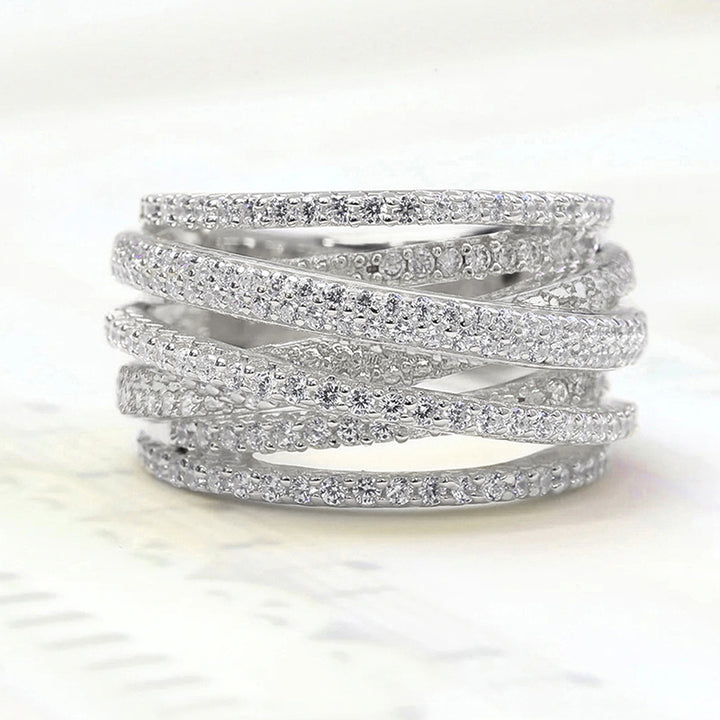 Multi-Layer Twisted Pavé Crossover Ring (3-Color Luxury Stackable Band)