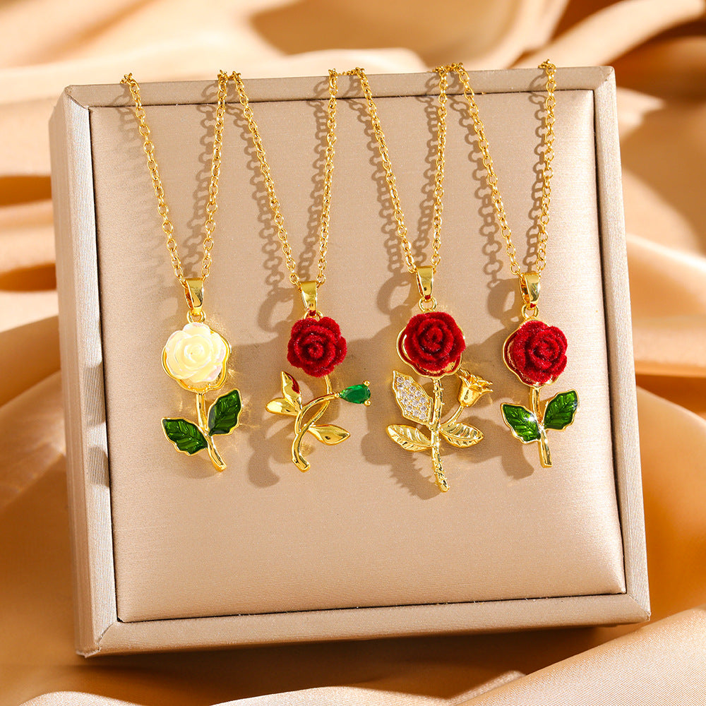 Velvet Rose Collection Necklace Set (Light Luxury Niche Romantic Necklace)