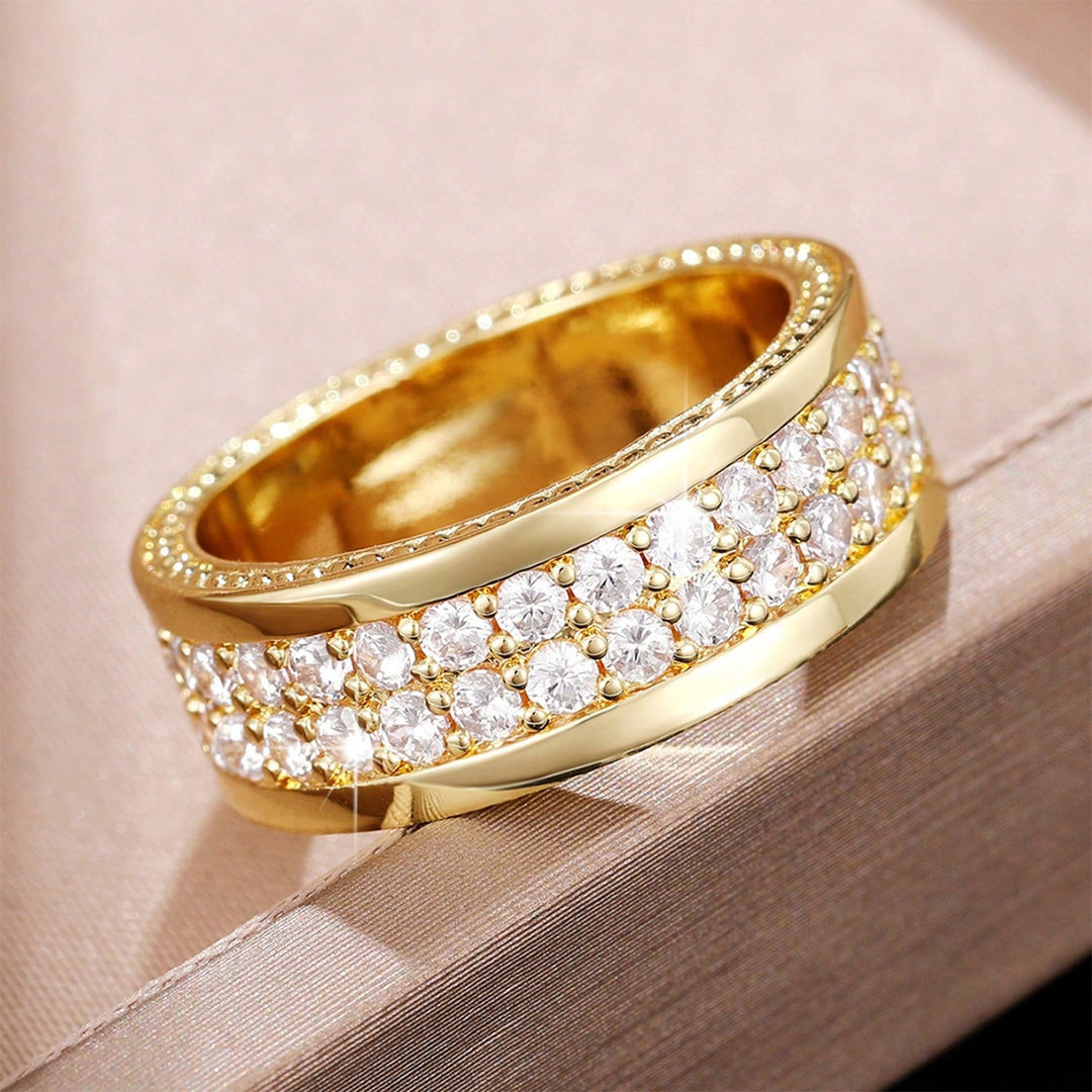 Double Row Pavé Wide Band Ring (Luxury Classic Timeless Band)