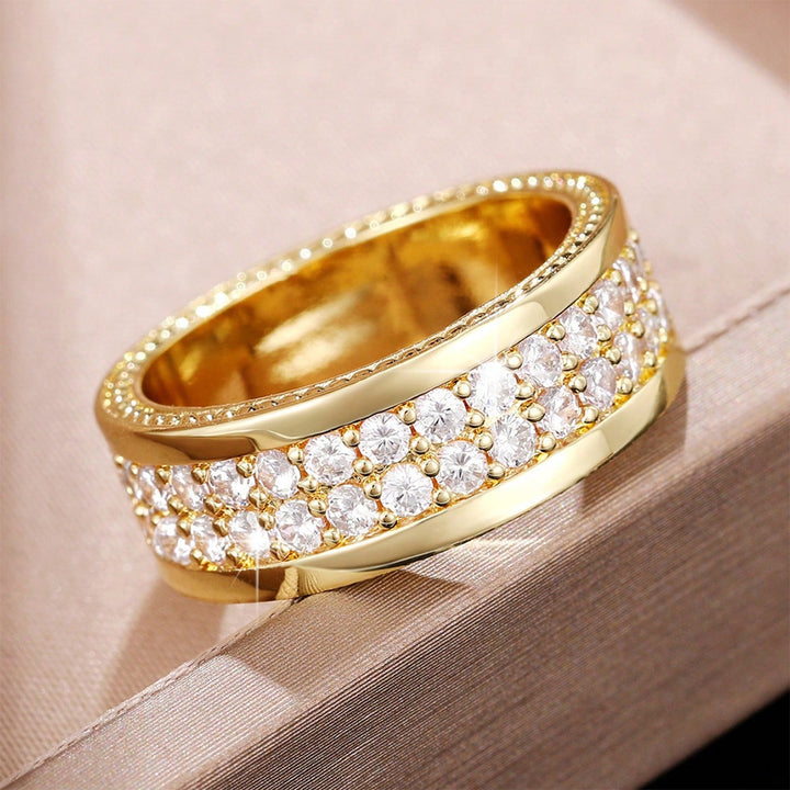 Double Row Pavé Wide Band Ring (Luxury Classic Timeless Band)
