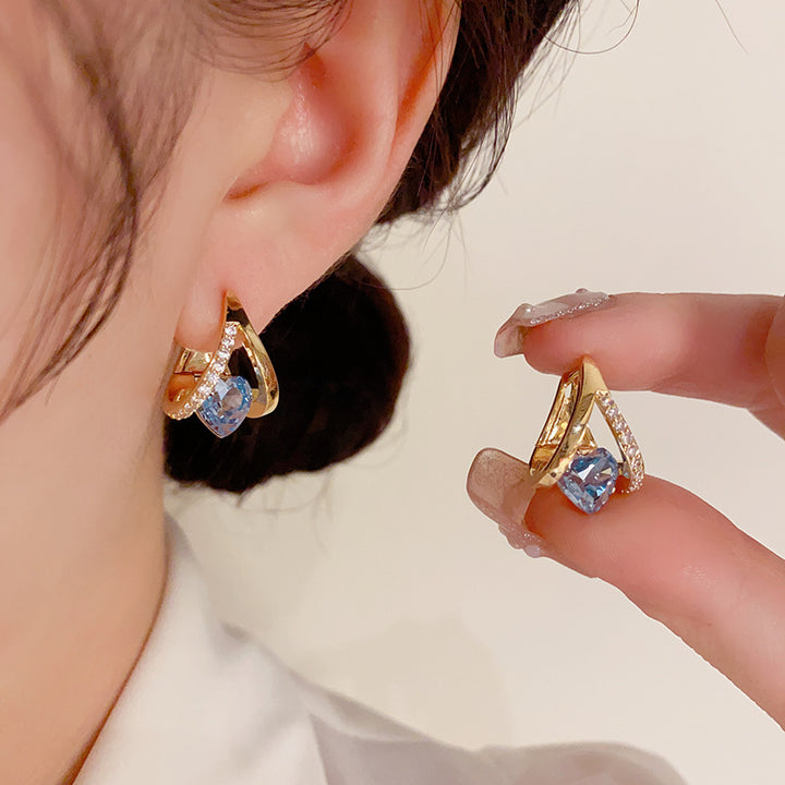 Geometric Twisted Teardrop Diamond Earrings, 2 Colors Minimalist Luxury Studs
