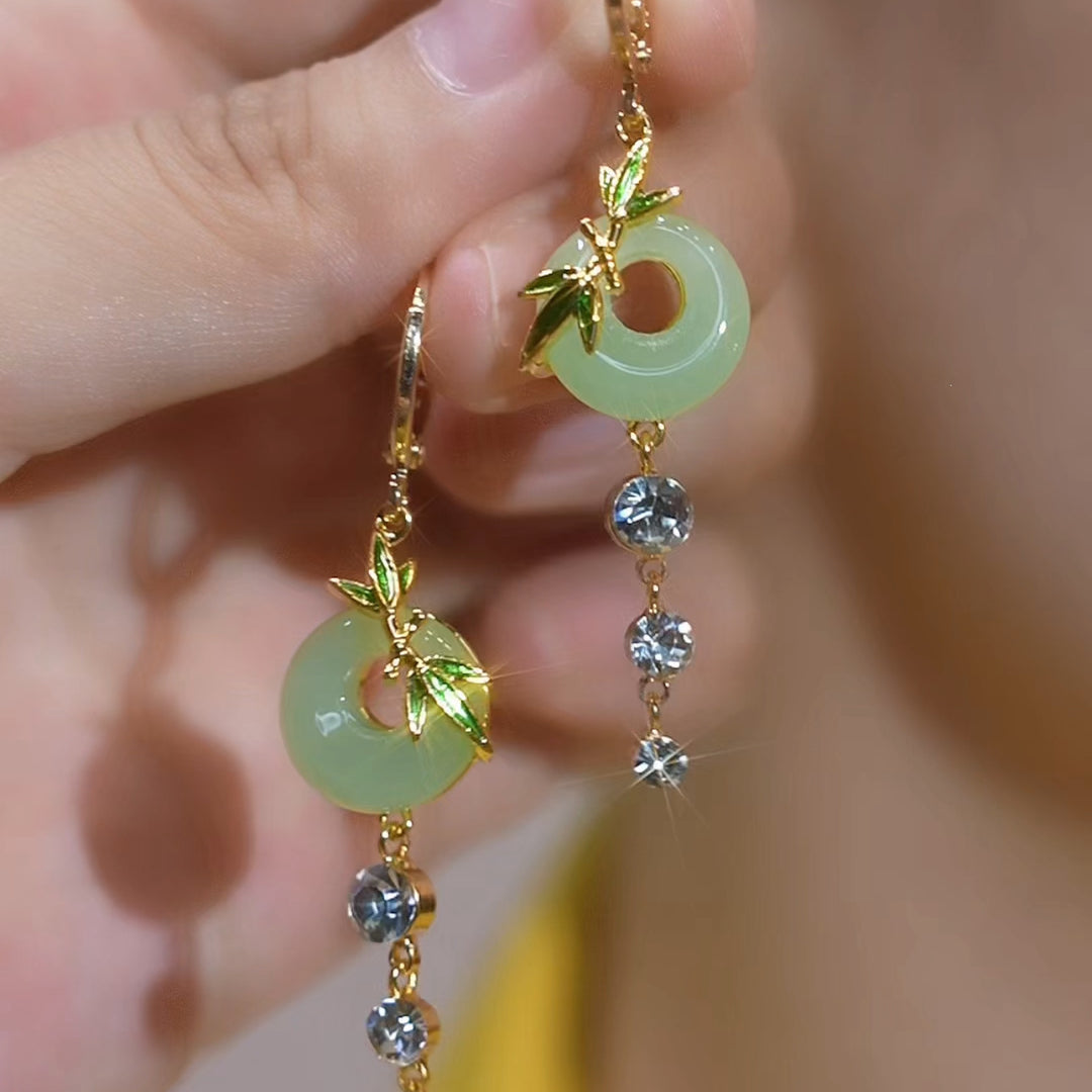 S925 Silver Bamboo Ping An Knot Drop Earrings