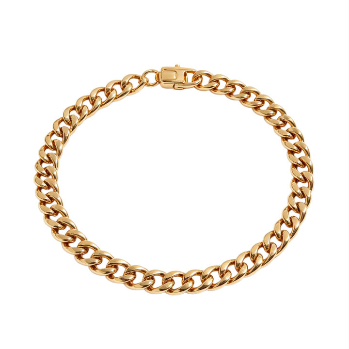 Thick Cuban Link Anklet, Gold & Silver Two Tone Minimal Adjustable Titanium Steel Ankle Bracelet