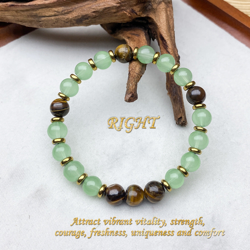 Natural Aventurine & Tiger's Eye Beaded Bracelet (Crystal Healing Stretch Bangle)