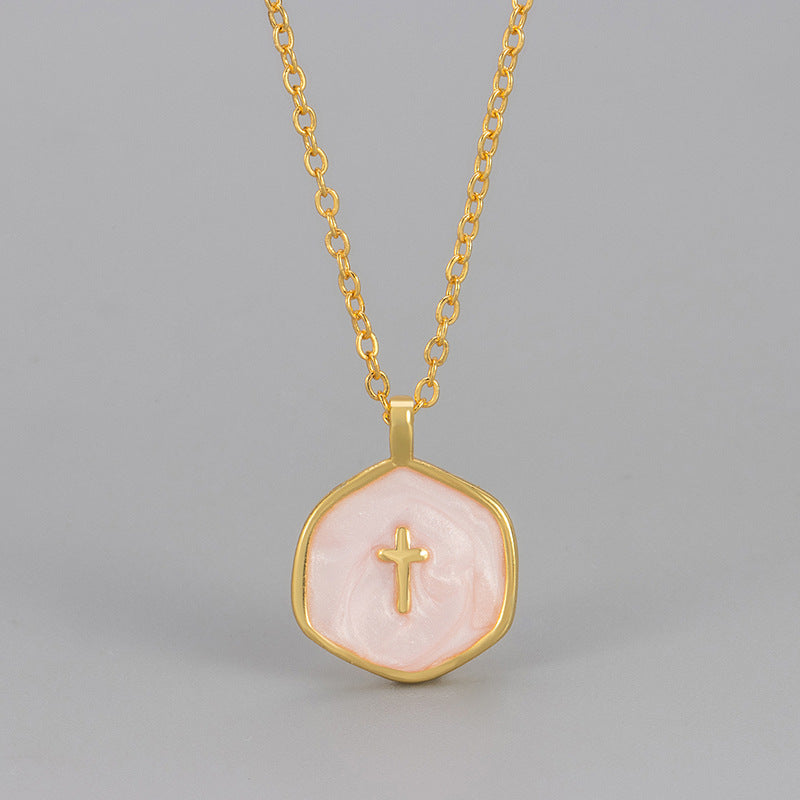 Color Enamel Cross Pendant Necklace for Women – Minimalist Versatile Choker