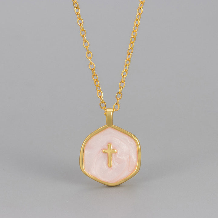 Color Enamel Cross Pendant Necklace for Women – Minimalist Versatile Choker