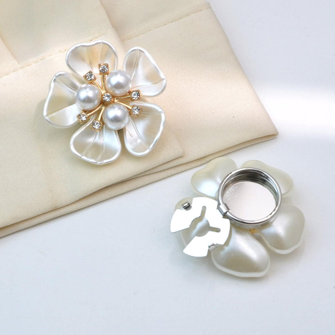 Shell Pearl Flower Shirt Button Covers — Turtle Cuff Clips & Fashion Accessories