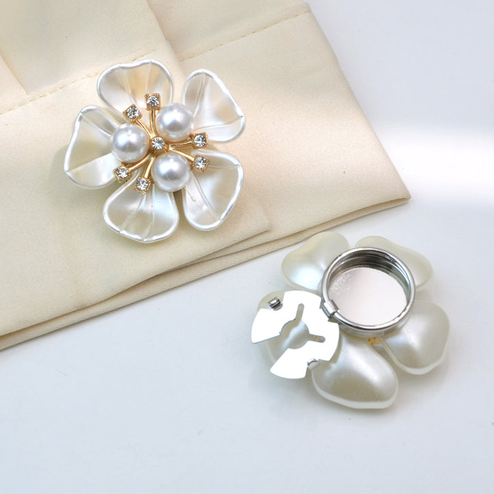 Shell Pearl Flower Shirt Button Covers — Turtle Cuff Clips & Fashion Accessories