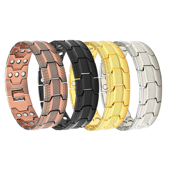 Vintage Copper Magnetic Bracelet for Men & Women, Triple-Row Detachable Magnetic Therapy Bangle