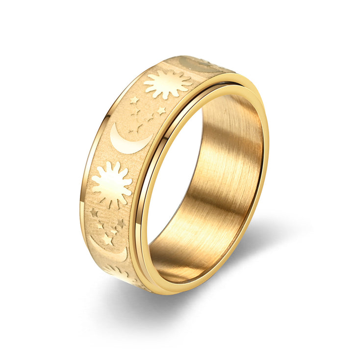 Minimalist Anti-Stress Rotatable Star & Moon Ring