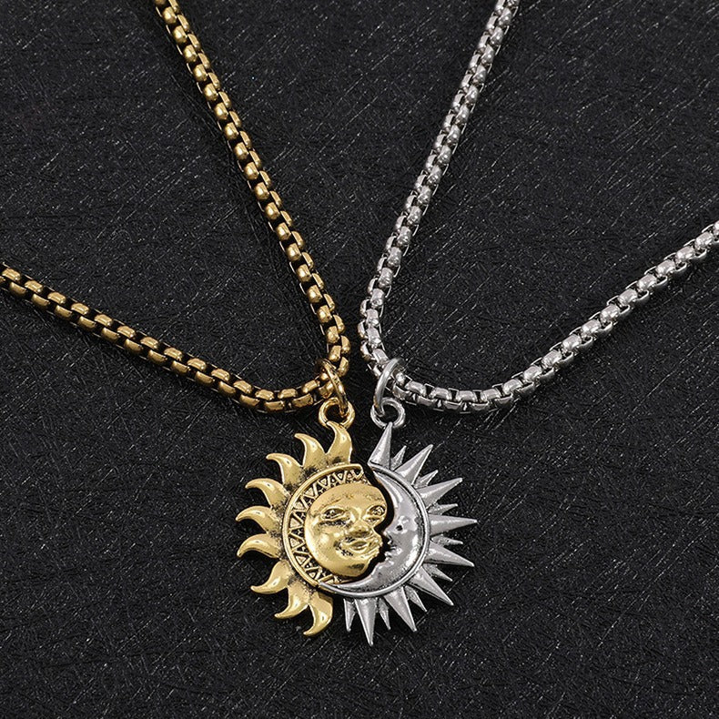 Sun & Moon Asymmetric Couples Jewelry Set – Necklace & Earrings