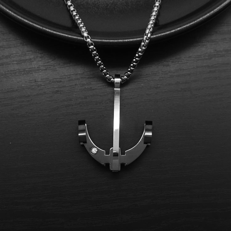 Vintage Crossbow Rhinestone Pendant · Stainless Steel Hip-Hop Punk Necklace