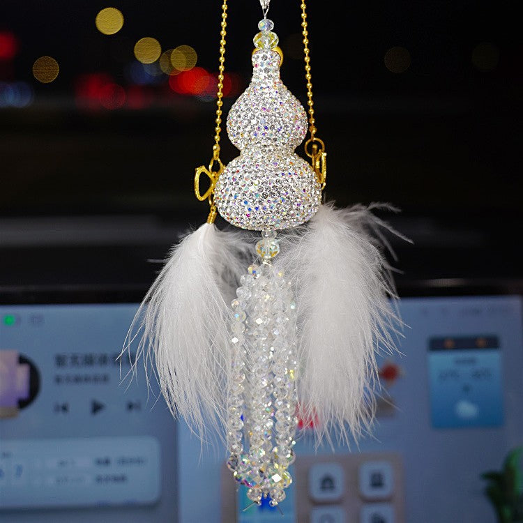 Sparkling Lucky Gourd Car Pendant · Premium Rearview Mirror Hanging Decor