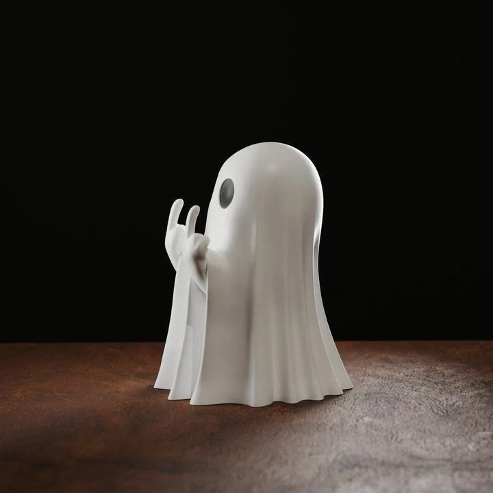 Funny Ghost Figurine with Middle Finger – Creative Desk Décor