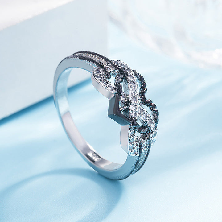 Luxury Sterling Silver Black Dragon Ring (Men) & Heart Cutout CZ Ring (Women) – Couple Rings