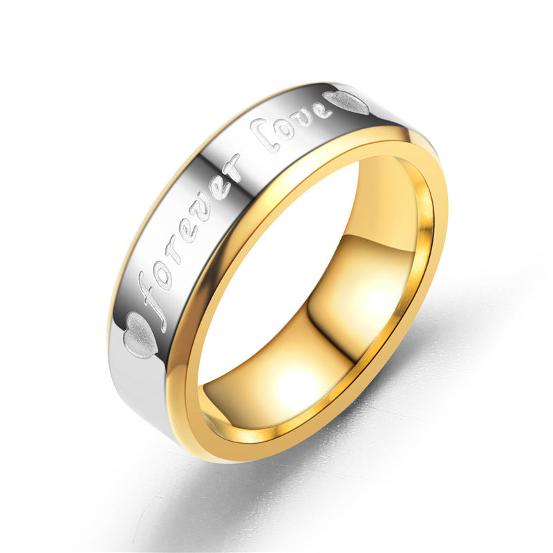 Sterling Silver Plated 18K Gold FOREVER LOVE Oblique Edge Two-Tone Couple Rings - Eternal Matching Rings