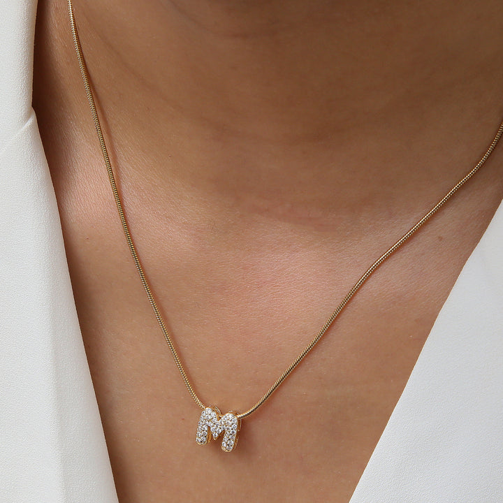Heart-Shaped 12-Month Birthstone & Letter Pendant - Custom Name Love Necklace