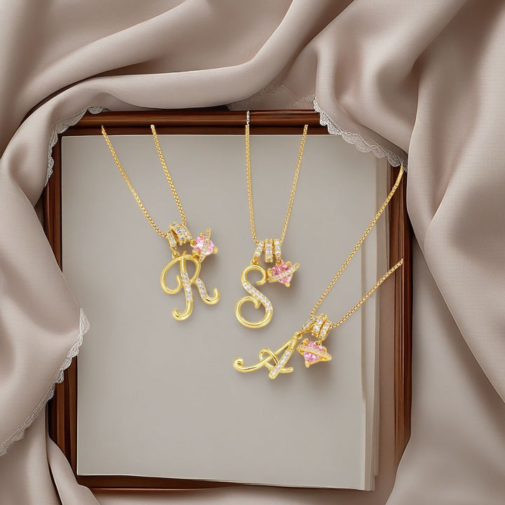Dopamine 26 English Floral Letter Necklace - Girls' Light Luxury Niche High-End Jewelry