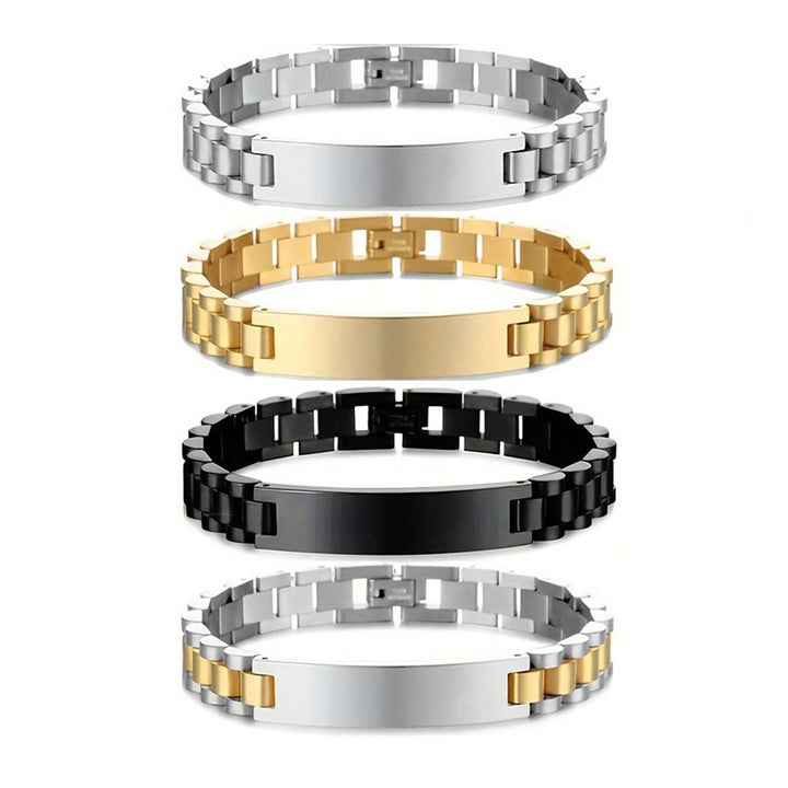 Business Fashion Titanium Steel Curved Plate Bracelet (Engravable Couple Style)
