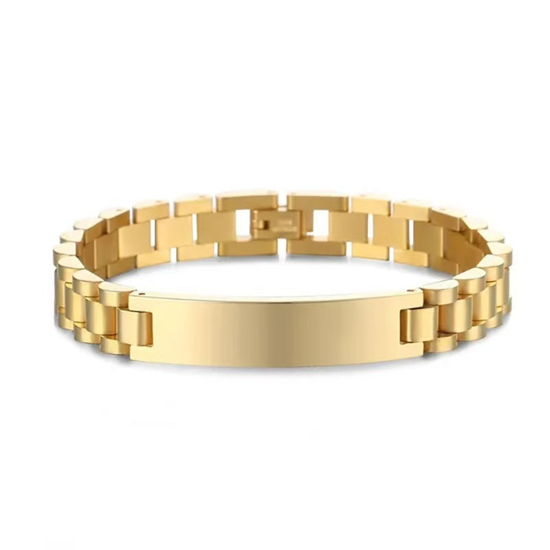 Business Fashion Titanium Steel Curved Plate Bracelet (Engravable Couple Style)